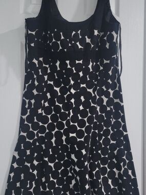 Jones Wear Black and White Asymmetrical Polka Dot Dress
